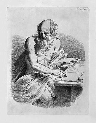 圣杰罗姆在写作行为，由格尔奇诺 St. Jerome in the act of writing, by Guercino，乔瓦尼·巴蒂斯塔·皮拉内西