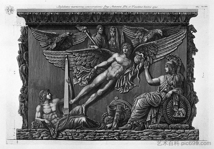 同一浮雕的基座(两个分支) Pedestal of the same relief (two branches),乔瓦尼·巴蒂斯塔·皮拉内西