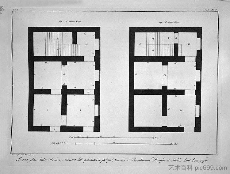 该博物馆一楼和二楼的平面图 Plan of the first and second floor of that museum,乔瓦尼·巴蒂斯塔·皮拉内西