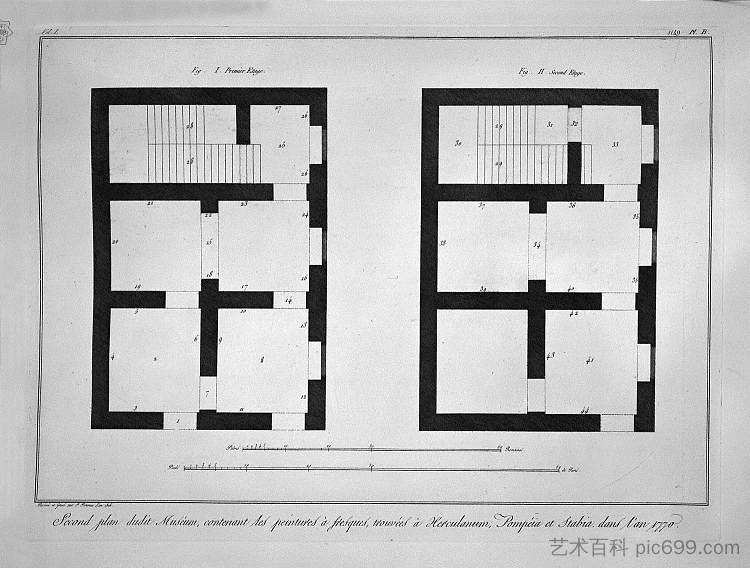 该博物馆一楼和二楼的平面图 Plan of the first and second floor of that museum，乔瓦尼·巴蒂斯塔·皮拉内西