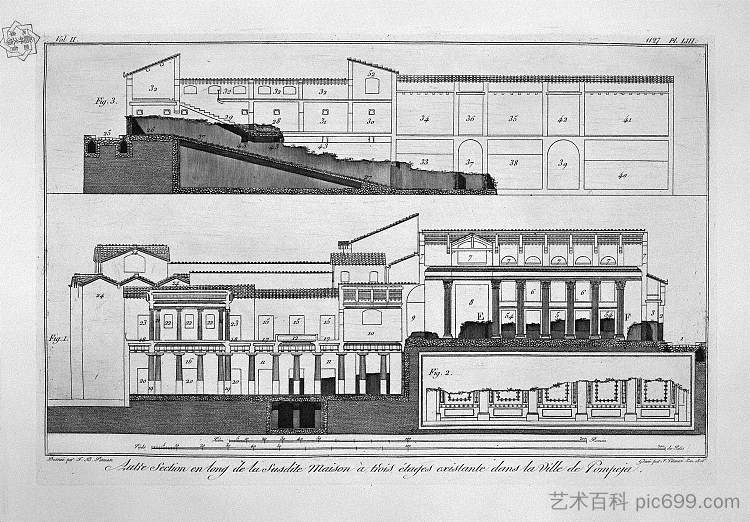 三层楼房一楼和三楼平面图 Plan of the first and third floors of the three-story house,乔瓦尼·巴蒂斯塔·皮拉内西