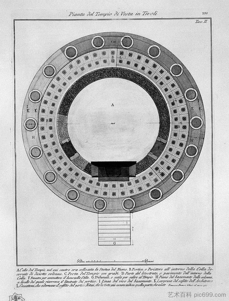 蒂沃利灶神庙平面图 Plan of the Temple of Vesta in Tivoli，乔瓦尼·巴蒂斯塔·皮拉内西