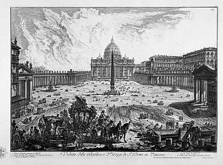 梵蒂冈大教堂和广场的门廊视图 Porch View of the insignia Vatican Basilica and Piazza adjacent coll`ampio，乔瓦尼·巴蒂斯塔·皮拉内西