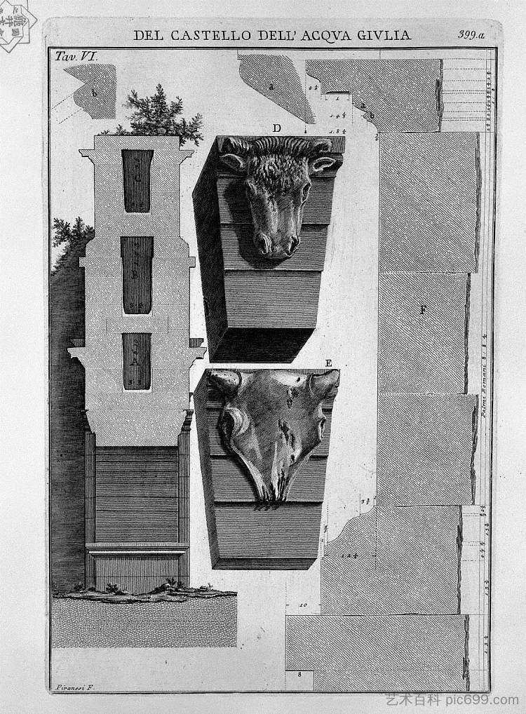 纪念碑的剖面图 Profile section of the monument,乔瓦尼·巴蒂斯塔·皮拉内西