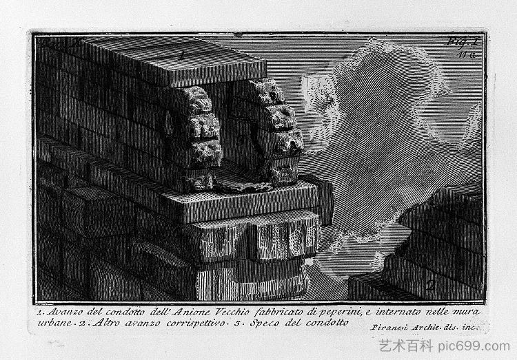 罗马古物，t. 1，图版十一。城墙。 The Roman antiquities, t. 1, Plate XI. Urban Walls. (1756; Italy  )，乔瓦尼·巴蒂斯塔·皮拉内西