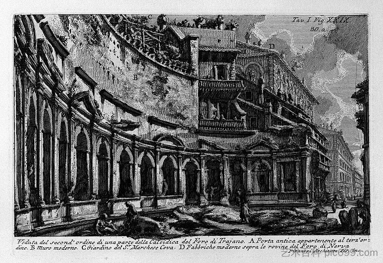 罗马古物,t. 1,图版二十九。图拉真市场。 The Roman antiquities, t. 1, Plate XXIX. Trajan`s Market. (1756; Italy ),乔瓦尼·巴蒂斯塔·皮拉内西