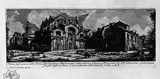 罗马古物，t.1，图版二十八。戴克里先浴场。 The Roman antiquities, t. 1, Plate XXVIII. Baths of Diocletian. (1756; Italy                     )，乔瓦尼·巴蒂斯塔·皮拉内西