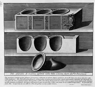 罗马古物，t. 2，图版 LVIII。一堆大理石瓮，现存于Porta S. Pancrazio外的Villa Corsini。 The Roman antiquities, t. 2, Plate LVIII. Pile of marble urns, existing in the Villa Corsini outside Porta S. Pancrazio.，乔瓦尼·巴蒂斯塔·皮拉内西