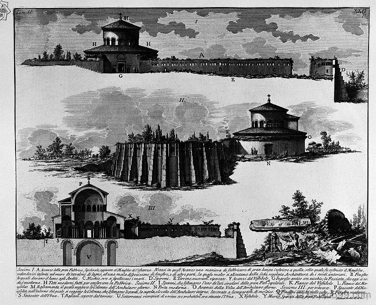 罗马古物，t. 2，图版二十二。康斯坦茨陵墓平面图。 The Roman antiquities, t. 2, Plate XXII. Plan of the Mausoleum of Constance. (1756; Italy  )，乔瓦尼·巴蒂斯塔·皮拉内西