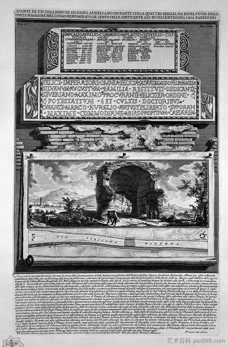 罗马古物,t. 4,图版 LVI。席尔瓦诺仍然是奥勒良董事会的成员。 The Roman antiquities, t. 4, Plate LVI. Silvano remains of a Board of Aurelian.,乔瓦尼·巴蒂斯塔·皮拉内西