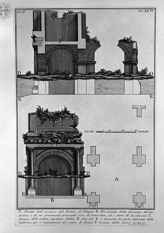 罗马古物，t. 4，图版四十六。菲利普先进门廊的证明。 The Roman antiquities, t. 4, Plate XLVI. Proof of the Portico of Philip the advanced.，乔瓦尼·巴蒂斯塔·皮拉内西