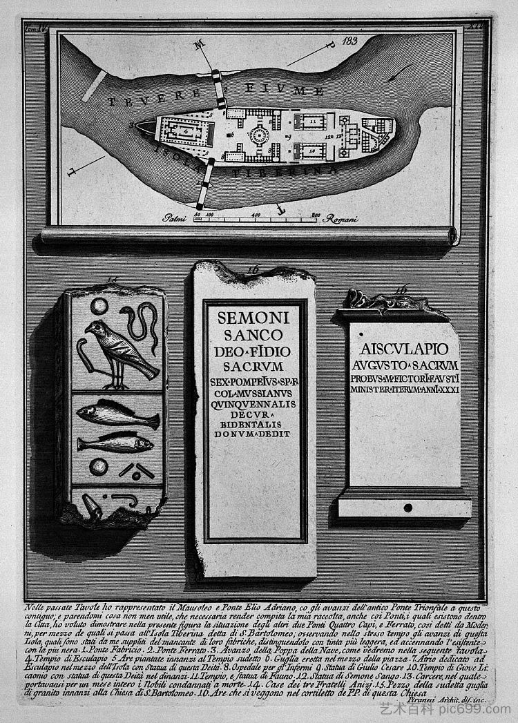 罗马古物，t. 4，图版十五。查看凯旋桥其中一个堆栈的进度。 The Roman antiquities, t. 4, Plate XV. View the progress of one of the stacks of the Triumphal Bridge.，乔瓦尼·巴蒂斯塔·皮拉内西