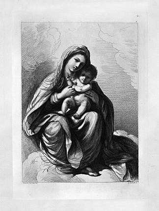 坐在祝福云上的圣母子，作者：Guercino The Virgin and Child seated on the clouds of blessing, by Guercino，乔瓦尼·巴蒂斯塔·皮拉内西