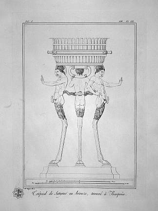 带色狼的三脚架，在庞贝城发现（包括轮廓） Tripod with satyrs, found at Pompeii (inc. in outline)，乔瓦尼·巴蒂斯塔·皮拉内西