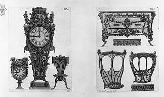两个时钟和一把椅子 轿车的两侧和一个箱子 Two clocks and a chair Two sides of the sedan, and a chest，乔瓦尼·巴蒂斯塔·皮拉内西