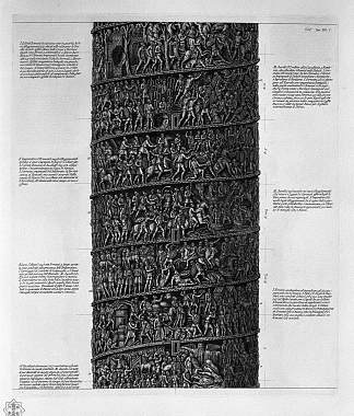 安东尼柱主立面的视图，六张桌子 View of main facade of the Antonine column, in six tables，乔瓦尼·巴蒂斯塔·皮拉内西