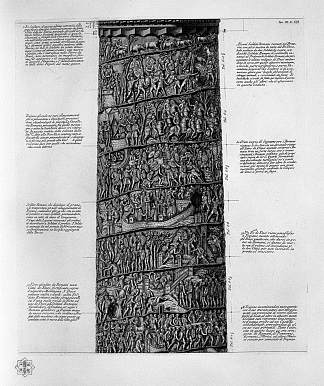 图拉真柱主立面视图，六块板在一起 View of main facade of the Trajan Column, six boards together，乔瓦尼·巴蒂斯塔·皮拉内西