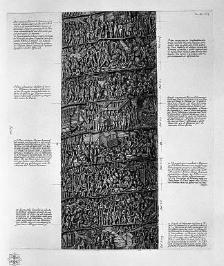 图拉真柱主立面视图，六块板在一起 View of main facade of the Trajan Column, six boards together，乔瓦尼·巴蒂斯塔·皮拉内西