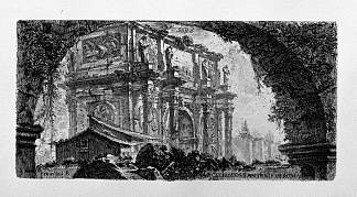 奥古斯都·达奥斯塔拱门的景色（由R，F inc Piranesi提供） View of the Arch of Augustus d`Aosta (dis Newdigate by R, F inc Piranesi)，乔瓦尼·巴蒂斯塔·皮拉内西