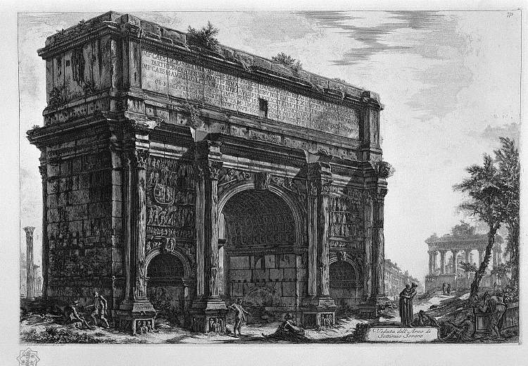 塞普蒂米乌斯·西弗勒斯拱门的景色 View of the Arch of Septimius Severus，乔瓦尼·巴蒂斯塔·皮拉内西