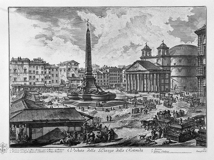 彼得拉广场的多加纳迪特拉景观 View of the Dogana di Terra in Piazza di Pietra，乔瓦尼·巴蒂斯塔·皮拉内西
