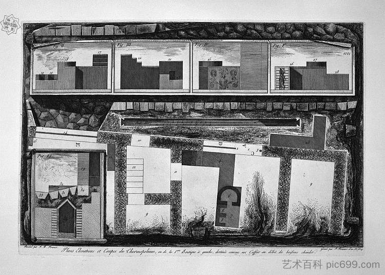 庞贝城入口处的景色,人行道和商店 View of the entryway to the city of Pompeii, with sidewalks and shops,乔瓦尼·巴蒂斯塔·皮拉内西