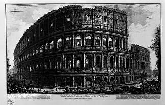 弗拉维安圆形剧场的景色，称为罗马斗兽场 View of the Flavian Amphitheatre, called the Colosseum (1756)，乔瓦尼·巴蒂斯塔·皮拉内西