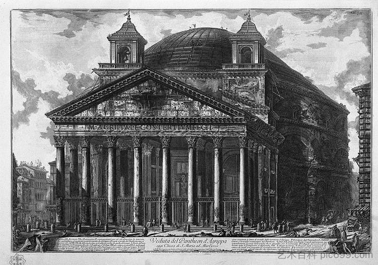 阿格里帕万神殿的景色 View of the Pantheon of Agrippa,乔瓦尼·巴蒂斯塔·皮拉内西