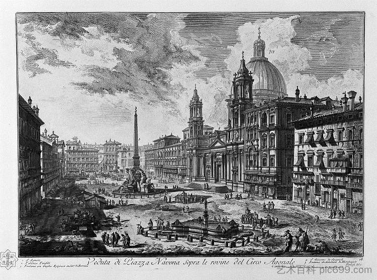 罗通达广场的景色 View of the Piazza della Rotonda,乔瓦尼·巴蒂斯塔·皮拉内西