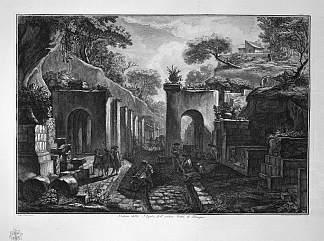 庞贝古城港口的景色，L Despres的设计 View of the port of the ancient city of Pompeii, design of L Despres，乔瓦尼·巴蒂斯塔·皮拉内西