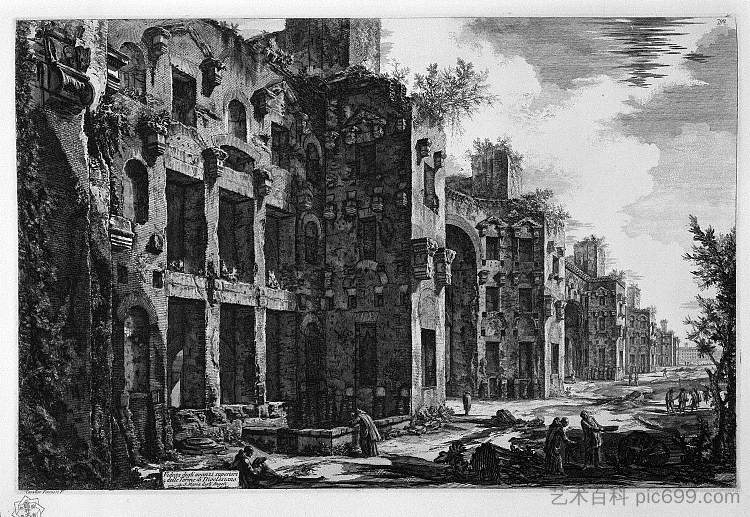 查看戴克里先浴场的遗迹,而不是天使的圣玛丽 View the remains of the Baths of Diocletian than to St. Mary of the Angels,乔瓦尼·巴蒂斯塔·皮拉内西
