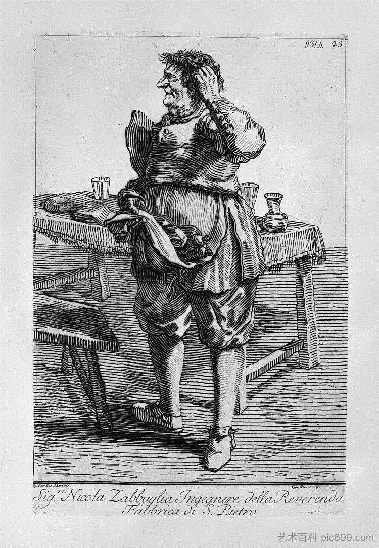 尼古拉斯的扎巴利亚漫画,圣工程师彼得的牧师织物 Zabaglia caricature of Nicholas, the Reverend Fabric of St. Engineer Peter,乔瓦尼·巴蒂斯塔·皮拉内西