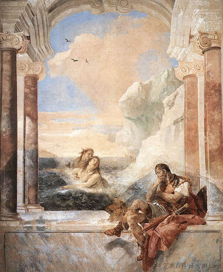 阿喀琉斯得到母亲忒提斯的安慰 Achilles consoled by his mother, Thetis (1757),乔万尼·巴蒂斯塔·提埃波罗