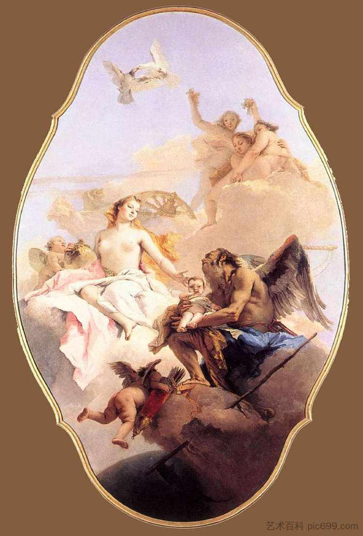 金星与时间的寓言 An Allegory with Venus and Time (1754 - 1758)，乔万尼·巴蒂斯塔·提埃波罗