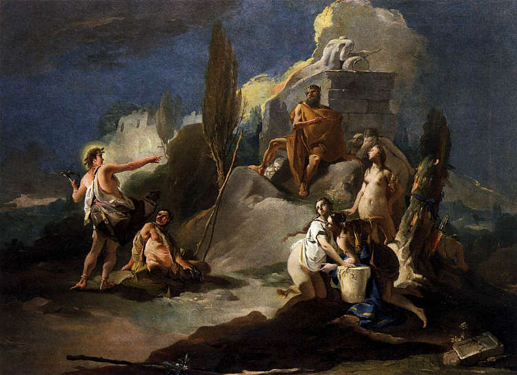 阿波罗和马西亚斯 Apollo and Marsyas (c.1725)，乔万尼·巴蒂斯塔·提埃波罗