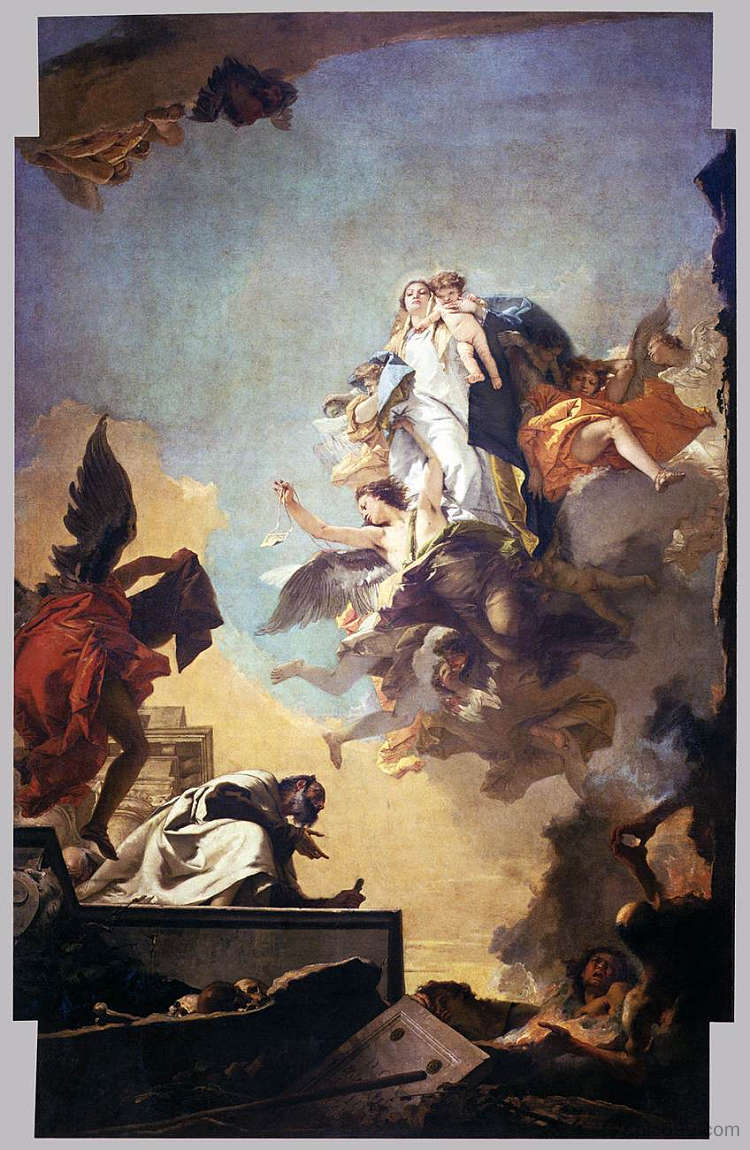 圣母到圣西门股票的幻影 Apparition of the Virgin to St Simon Stock (1749)，乔万尼·巴蒂斯塔·提埃波罗