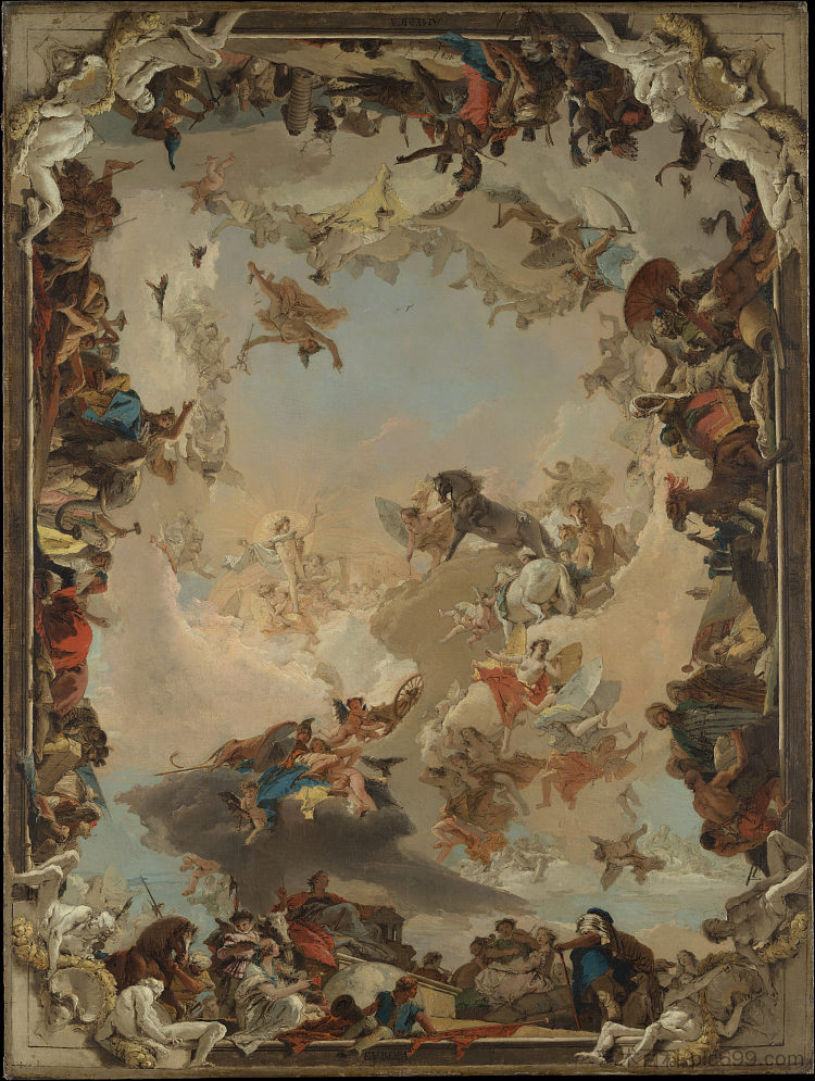 行星和大陆的寓言 Allegory of the Planets and Continents (1752; Würzburg,Germany  )，乔万尼·巴蒂斯塔·提埃波罗