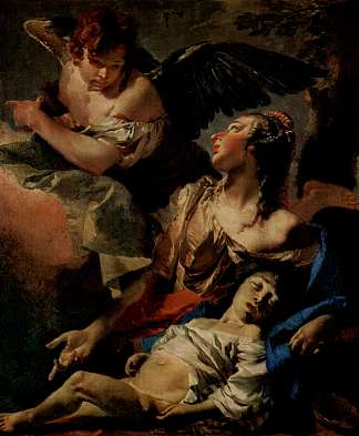 夏甲在天使的协助下 Hagar Assisted by the Angel (c.1732)，乔万尼·巴蒂斯塔·提埃波罗
