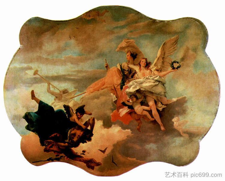 坚韧与智慧的胜利 The Triumph of Fortitude and Sapiency (c.1745 - c.1750)，乔万尼·巴蒂斯塔·提埃波罗