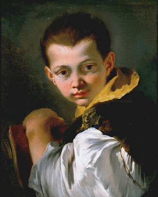 拿着书的男孩（洛伦佐·蒂埃波罗的肖像） Boy Holding a Book (portrait of Lorenzo Tiepolo) (1750)，乔万尼·巴蒂斯塔·提埃波罗