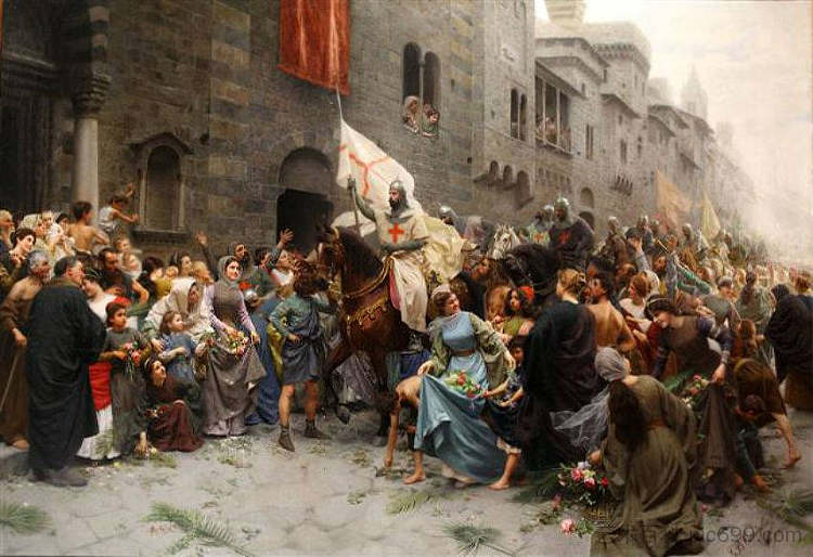 古列尔莫·恩布里亚科从十字军东征中返回热那亚 Guglielmo Embriaco returns in Genoa from the crusades (c.1908),乔凡尼·巴蒂斯塔·莫罗尼