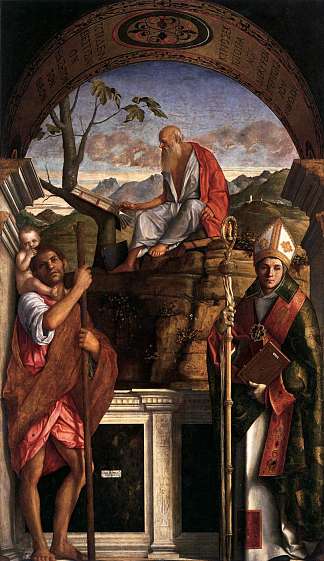 圣杰罗姆、圣克里斯托弗和圣奥古斯丁 St. Jerome, St. Christopher and St. Augustine (1513)，乔凡尼·贝利尼