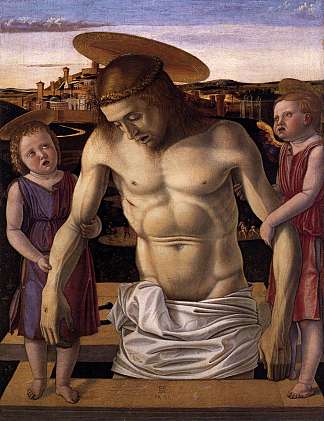 由两个天使支持的死基督 Dead Christ Supported by Two Angels (c.1460)，乔凡尼·贝利尼
