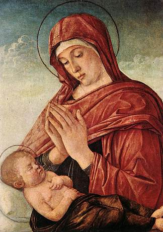 麦当娜在爱睡的孩子 Madonna in Adoration of the Sleeping Child (c.1475)，乔凡尼·贝利尼