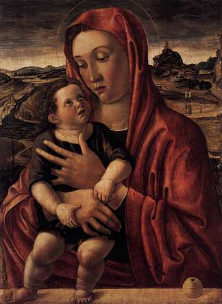 麦当娜，孩子站在栏杆上 Madonna, with Child Standing on a Parapet (1469)，乔凡尼·贝利尼