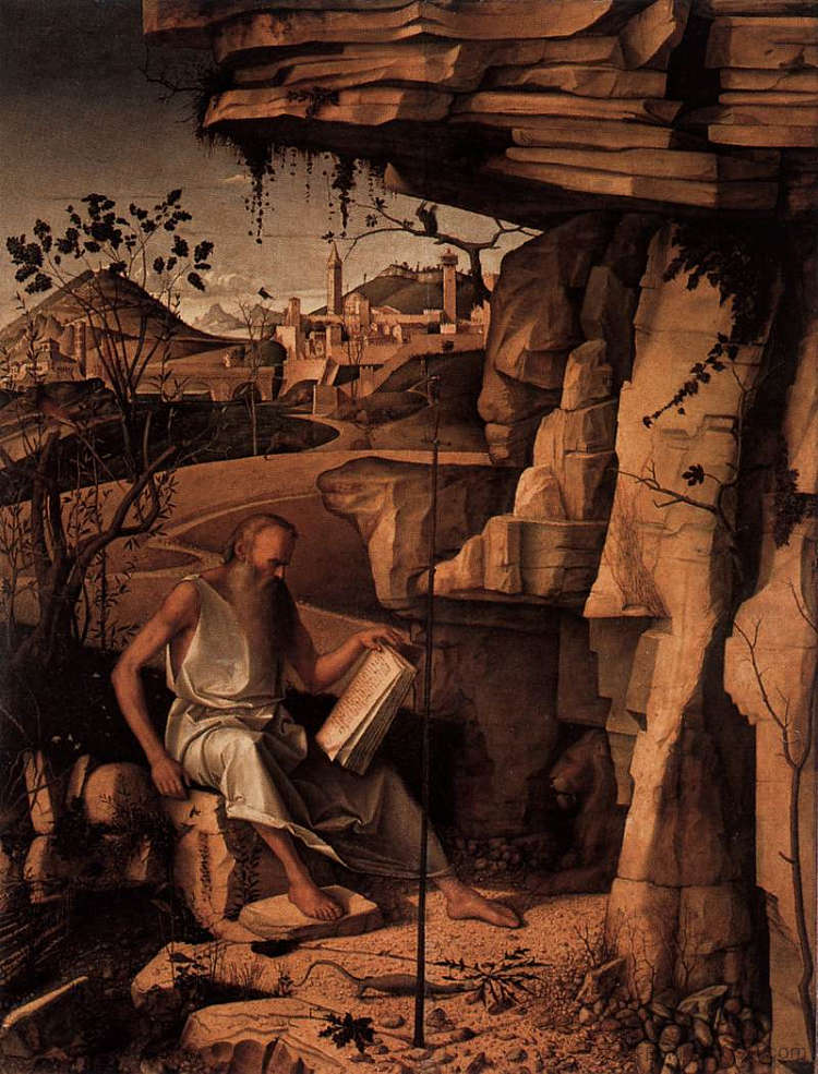 沙漠中的圣杰罗姆 St. Jerome in the Desert (c.1480)，乔凡尼·贝利尼