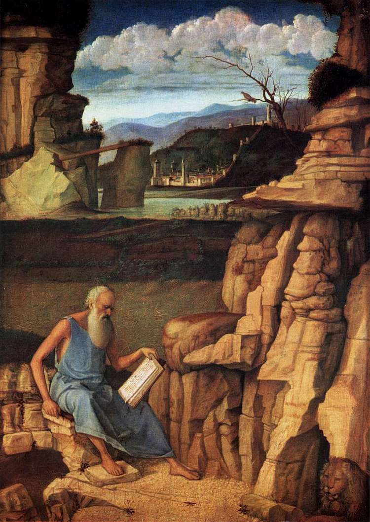 乡村的圣杰罗姆雷丁 St Jerome Reading in the Countryside (1480 - 1485)，乔凡尼·贝利尼