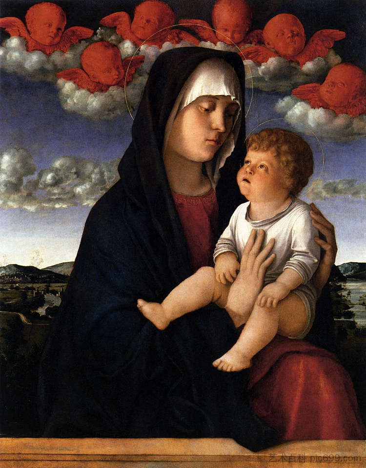 红天使的麦当娜 The Madonna of the Red Cherubs (c.1485)，乔凡尼·贝利尼