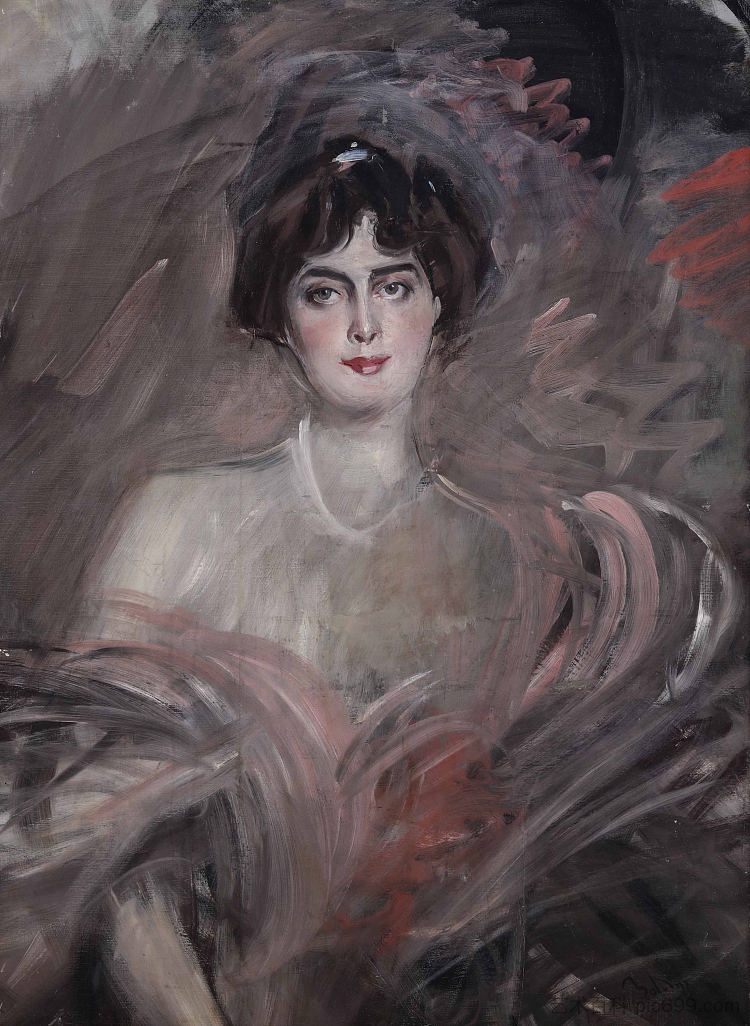 艾米丽安·勒罗伊小姐的肖像 Portrait of Mademoiselle Emilienne Le Roy (c.1912)，乔瓦尼·波尔蒂尼