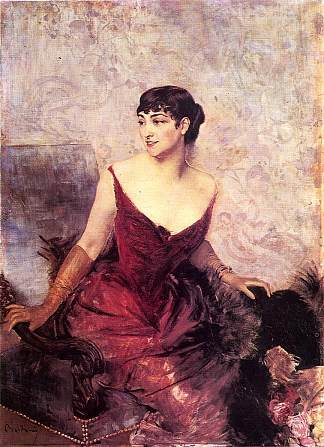 坐在扶手椅上的拉斯蒂伯爵夫人 Countess de Rasty Seated in an Armchair (c.1878)，乔瓦尼·波尔蒂尼